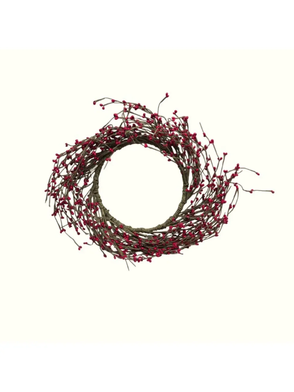 Red Pip Berry Wreath Candle Ring Rustic Christmas Decor 13